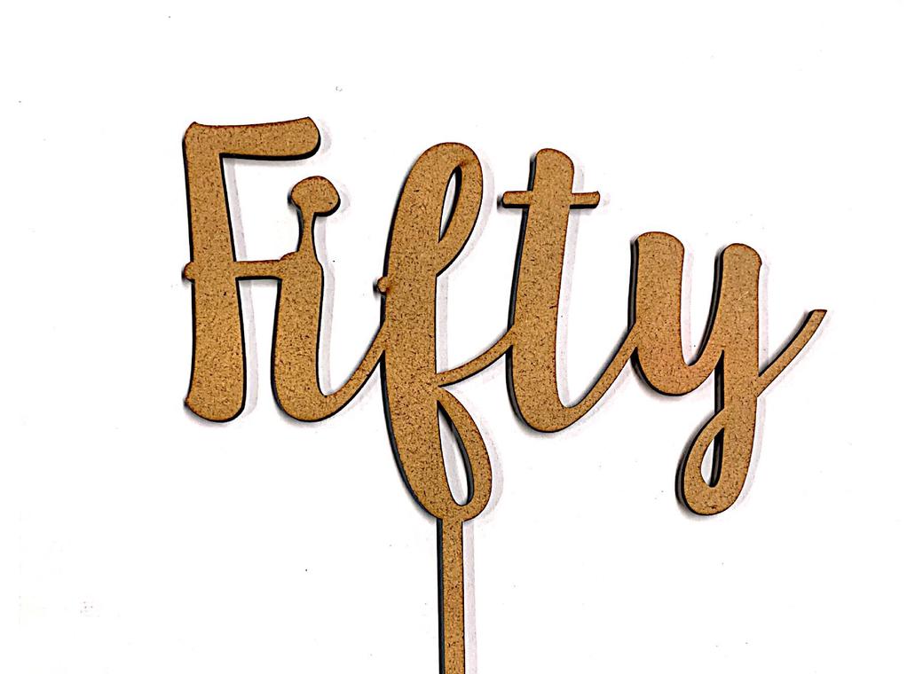 Fifty Cake Topper - Wood