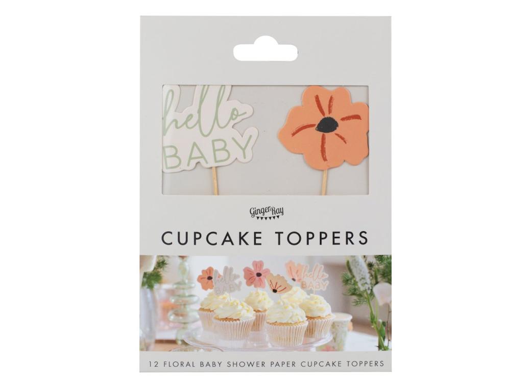 Floral Baby Shower Cupcake Toppers 12pk