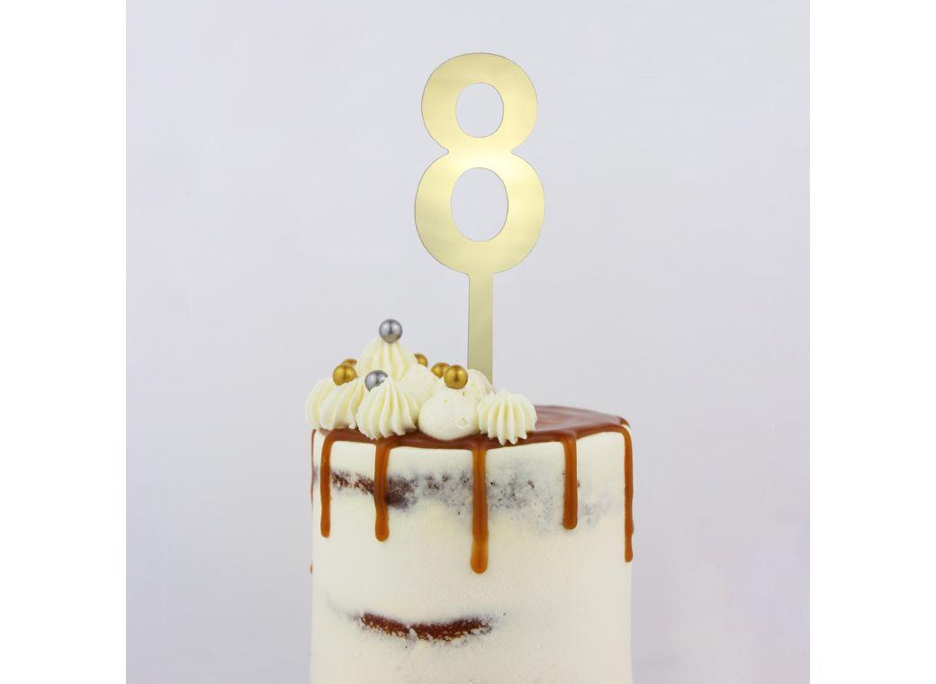 GoBake - Large Gold Mirror Number Topper 8