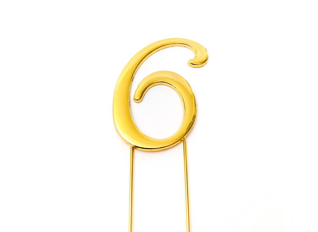 Gold Cake Topper - Number 6