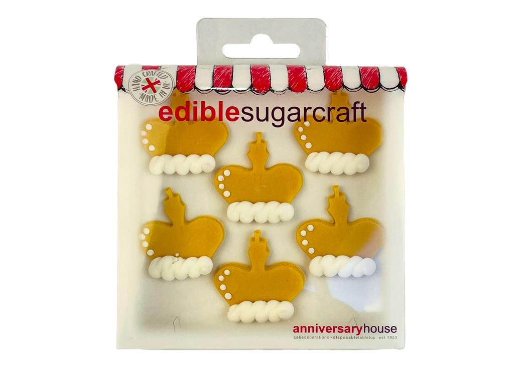 Gold Crown Sugarcraft Toppers 6pk