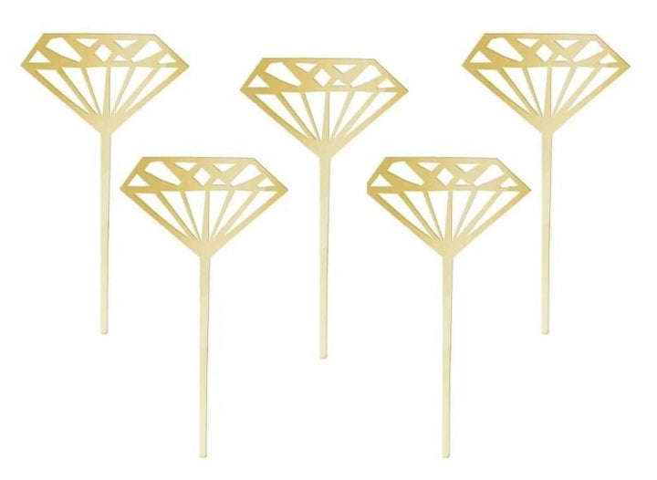 Gold Diamond Cupcake Toppers 5pk