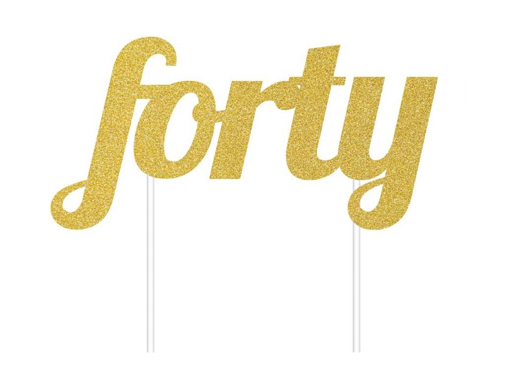 Gold Glitter Cake Topper - Forty