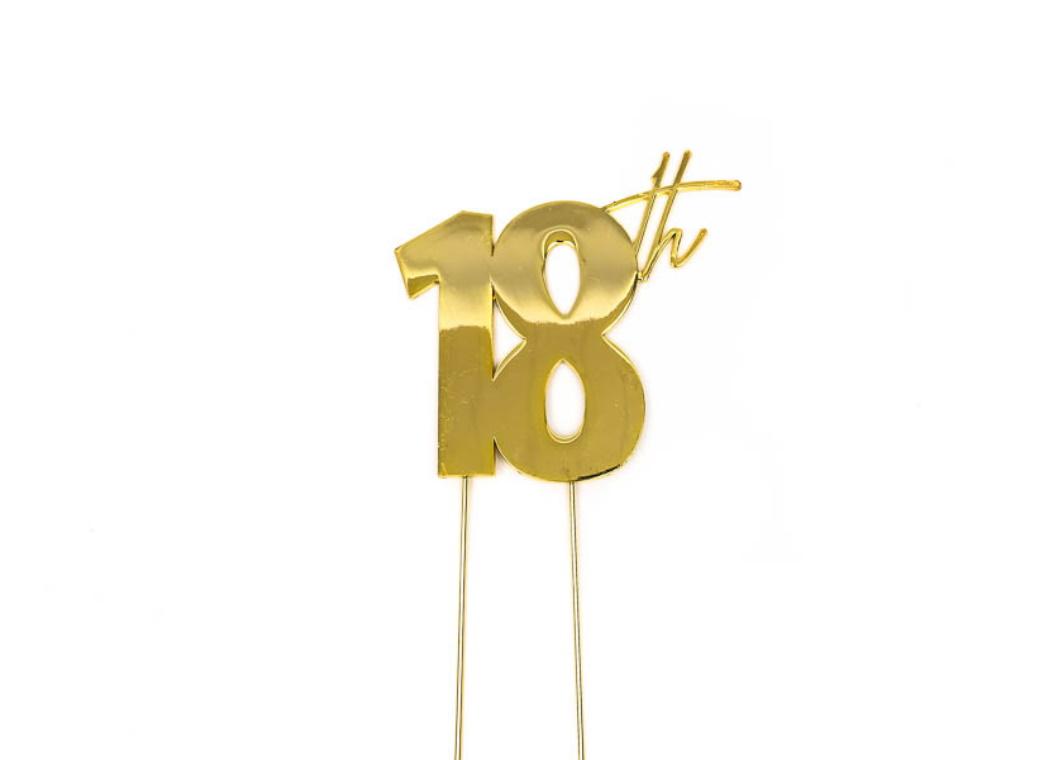 Gold Metal Cake Topper - 18th