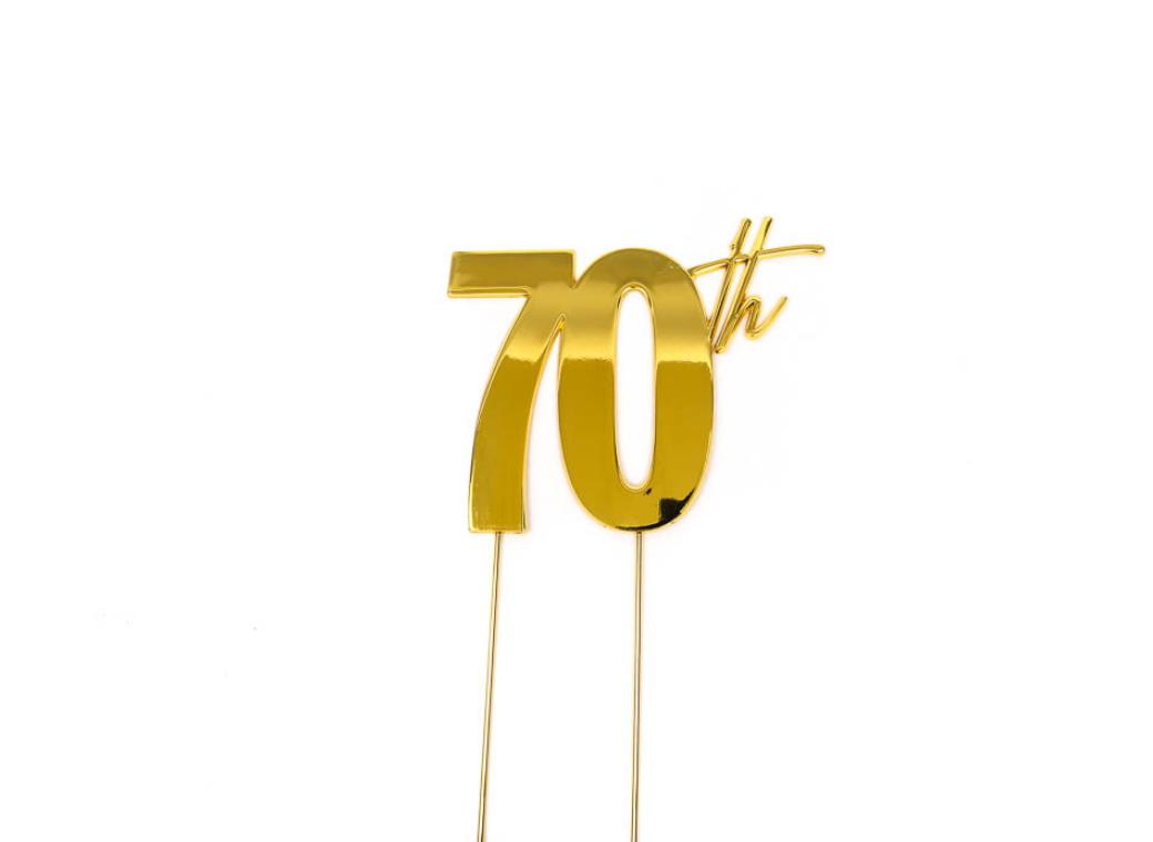 Gold Metal Cake Topper - 70th