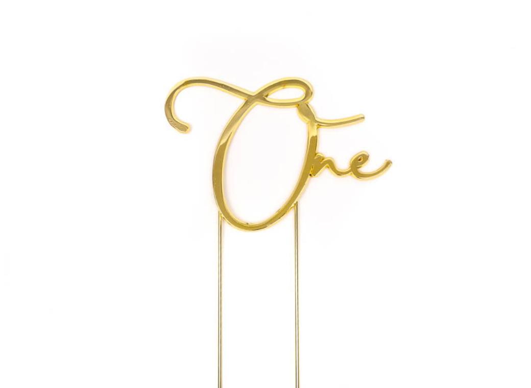 Gold Metal Cake Topper - One