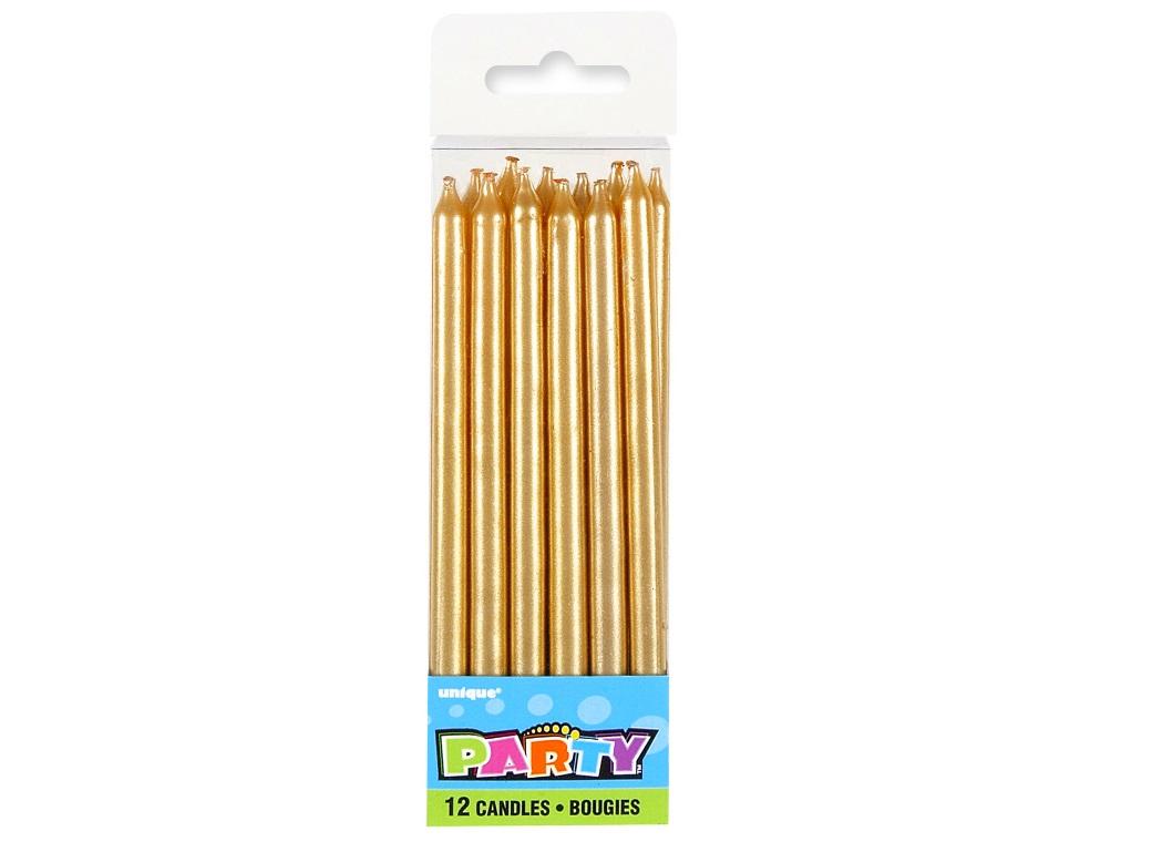 Tall Gold Party Candles 12pk