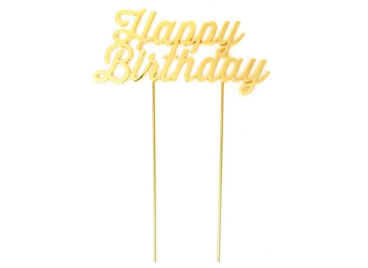 Gold Plated Cake Topper - Happy Birthday