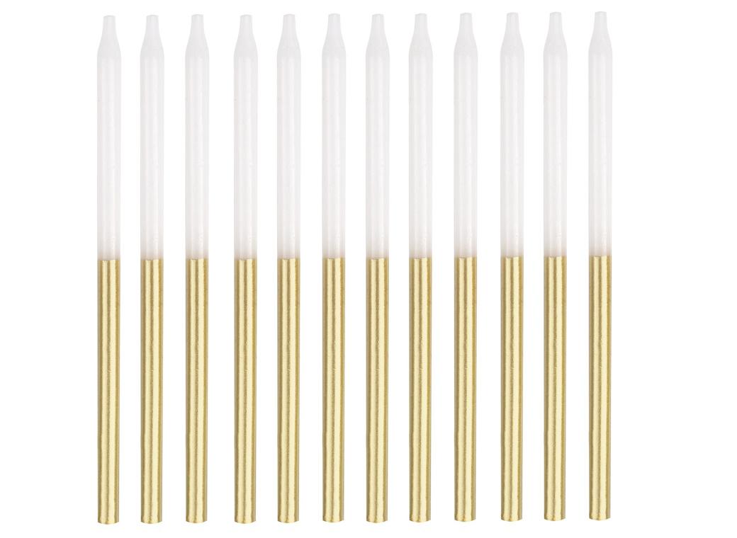 Gold & White Half Dipped Candles 12pk