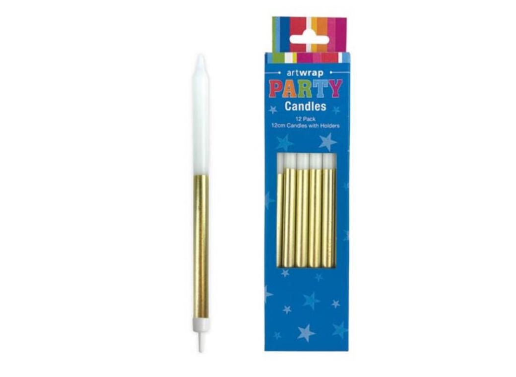 Half Dip Candles 12pk - Gold