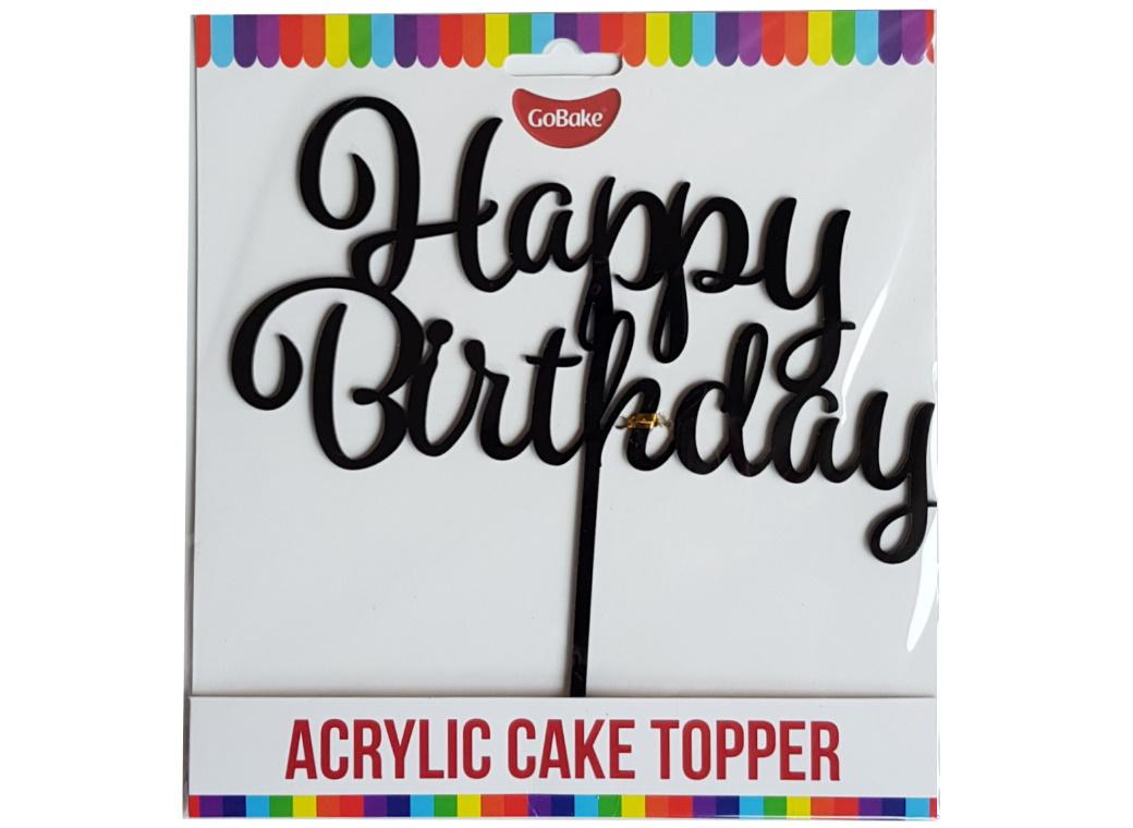 GoBake Happy Birthday Cake Topper - Black