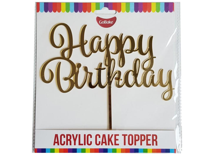 GoBake Happy Birthday Cake Topper - Gold