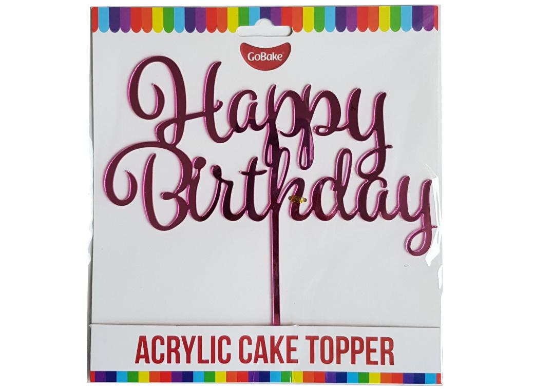 GoBake Happy Birthday Cake Topper - Pink