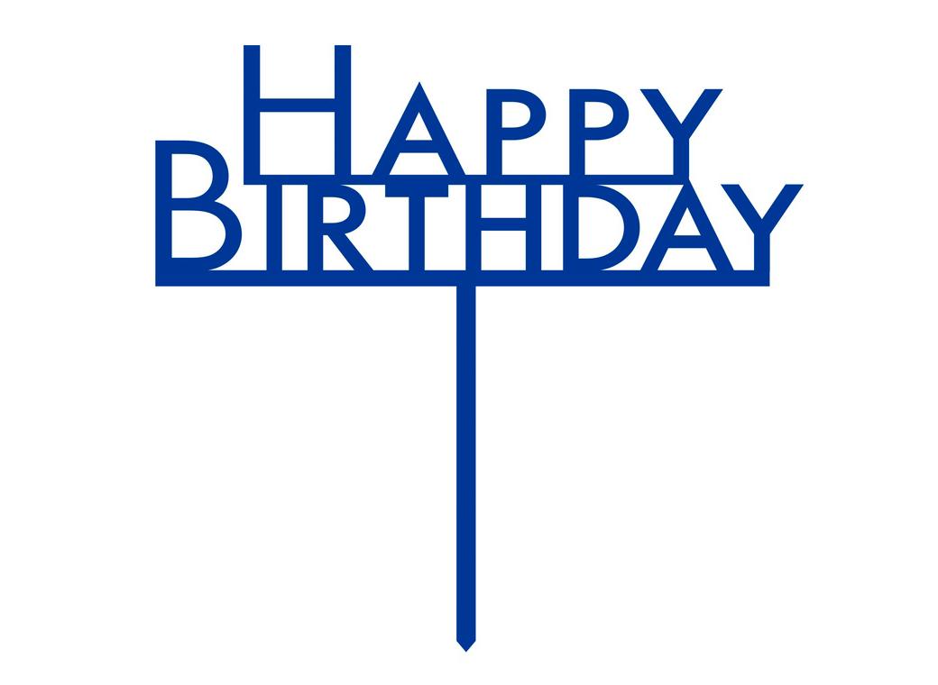 Happy Birthday Cake Topper - Royal Blue