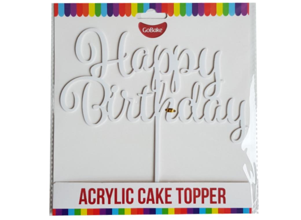 GoBake Happy Birthday Cake Topper - White