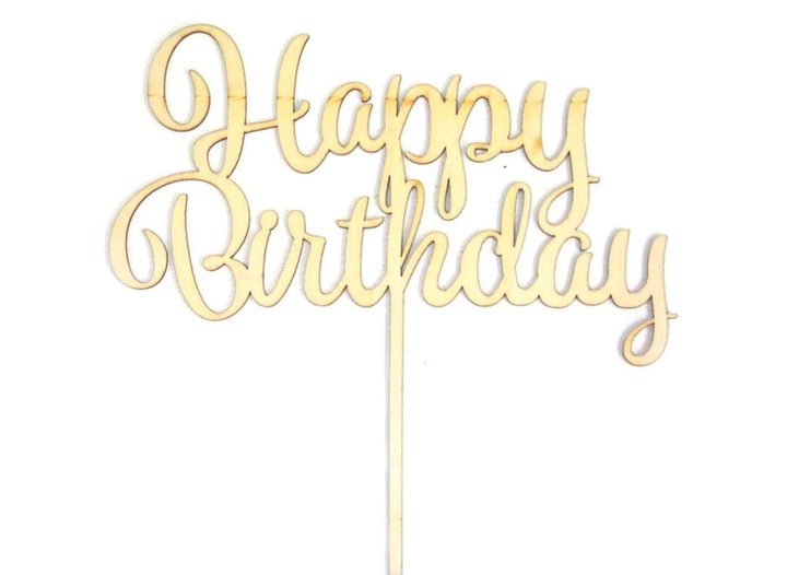 GoBake Happy Birthday Cake Topper - Wood