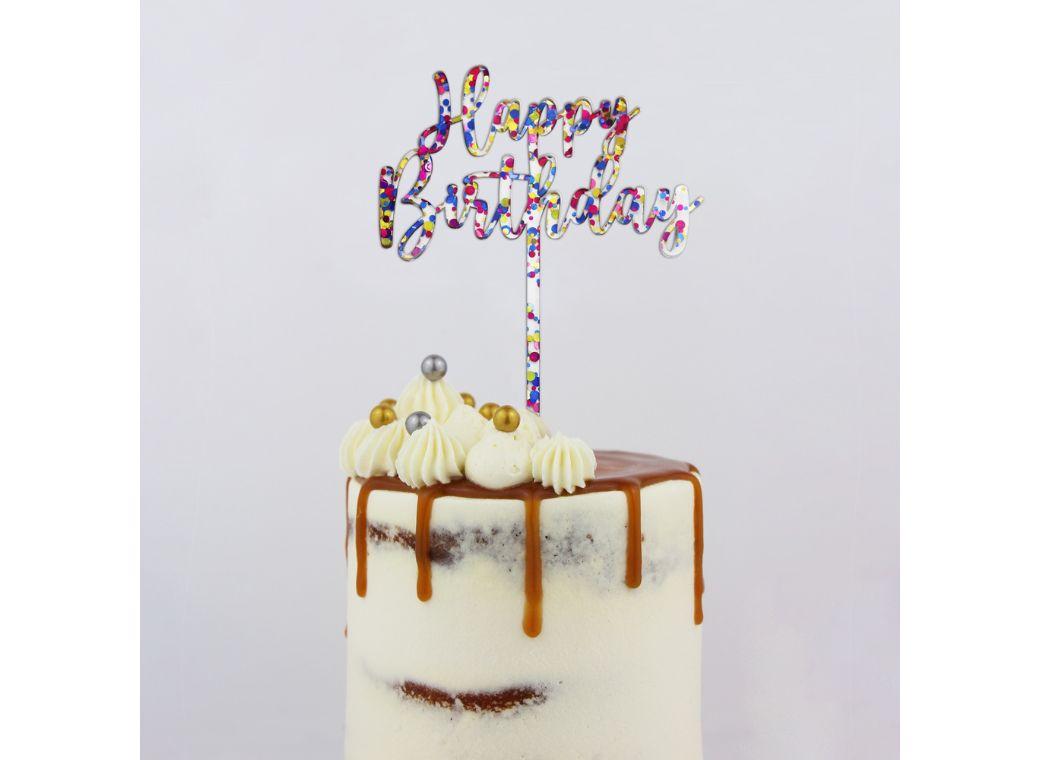 GoBake Happy Birthday Cake Topper - Classic Rainbow