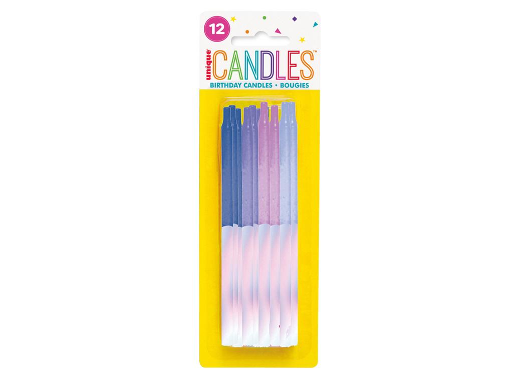 Purple Metallic Dipped Candles 12pk