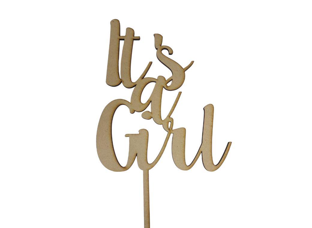 It's a Girl Cake Topper - Wood