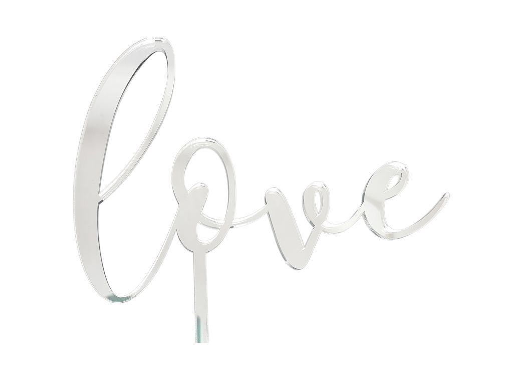 Silver Love Cake Topper