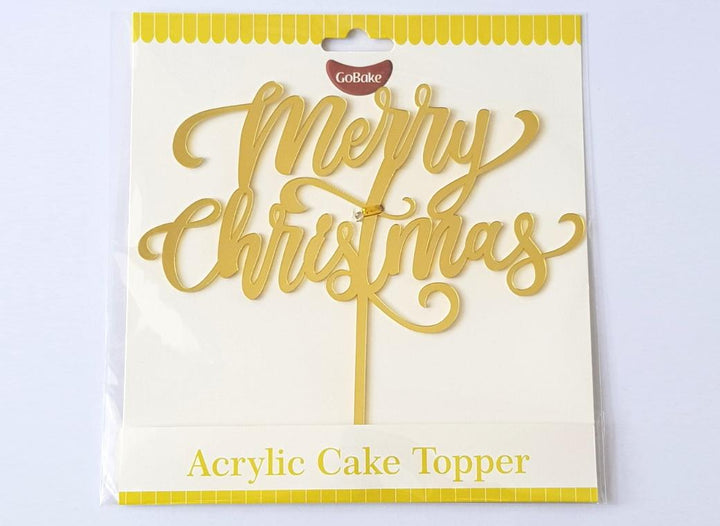 GoBake Merry Christmas Cake Topper - Gold