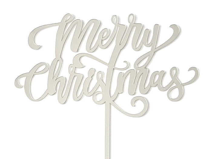 GoBake Merry Christmas Cake Topper - Silver