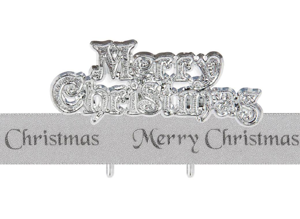 Merry Christmas Ribbon & Motto Kit Silver