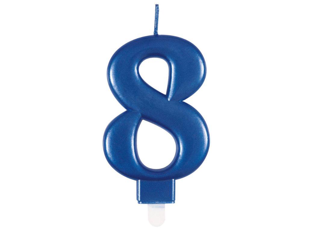 Metallic Blue Candle - Number 8