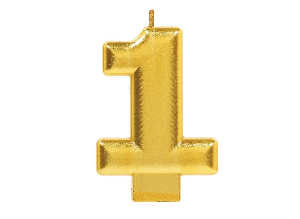 Metallic Gold Candle - Number 1