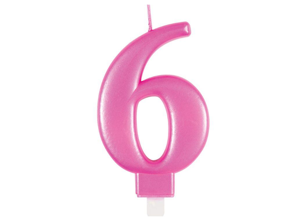 Metallic Pink Candle - Number 6