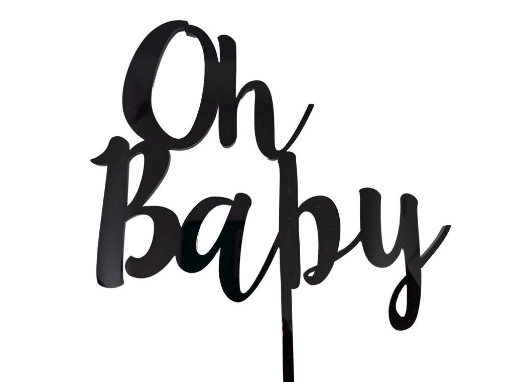 Black - Oh Baby Cake Topper