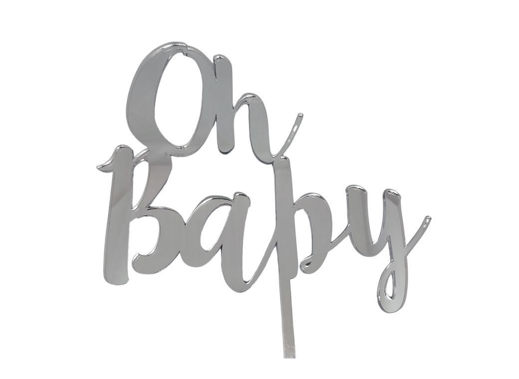 Oh Baby Cake Topper - Silver