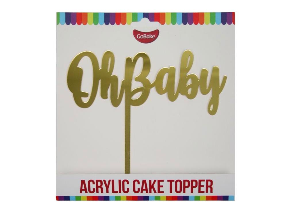 GoBake Oh Baby Cake Topper - Gold