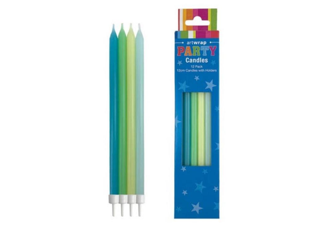 Pastel Candles 12pk - Blues