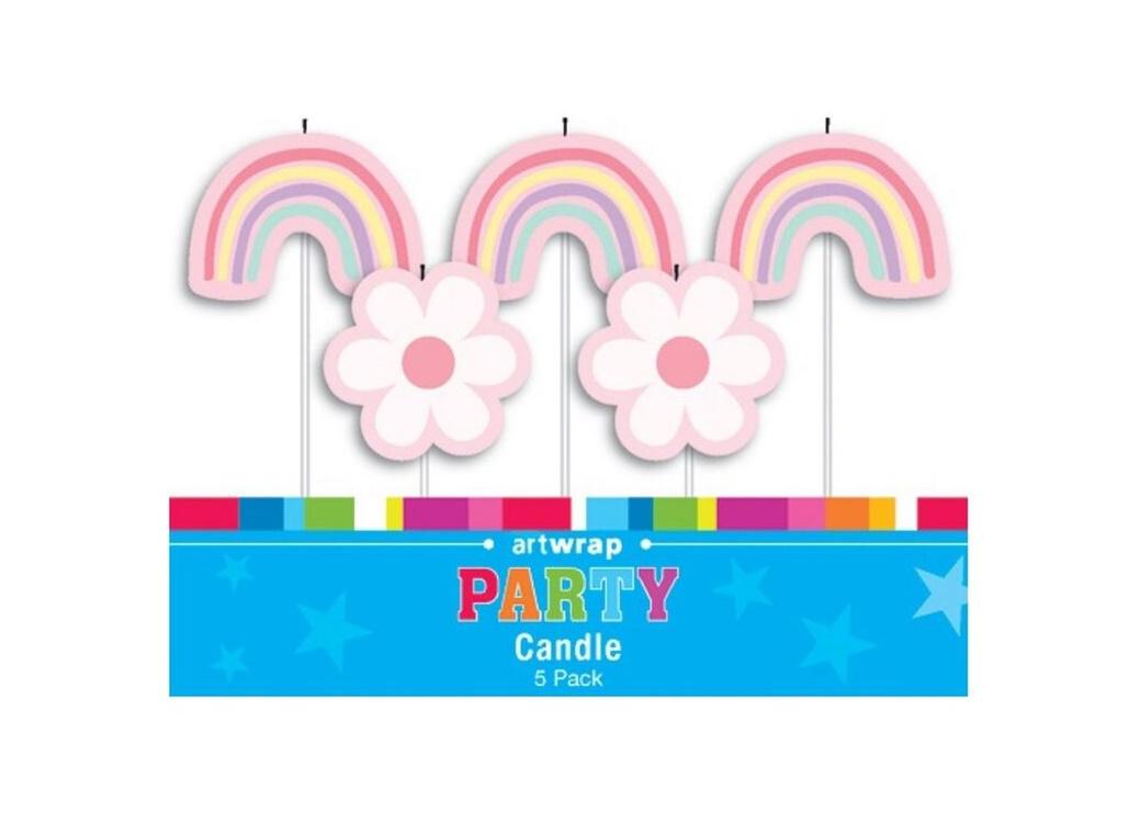 Rainbow & Flower Candles 5pk