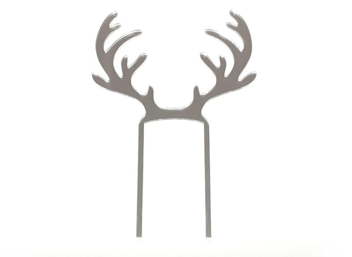 Reindeer Antlers Cake Topper - Silver Mirror