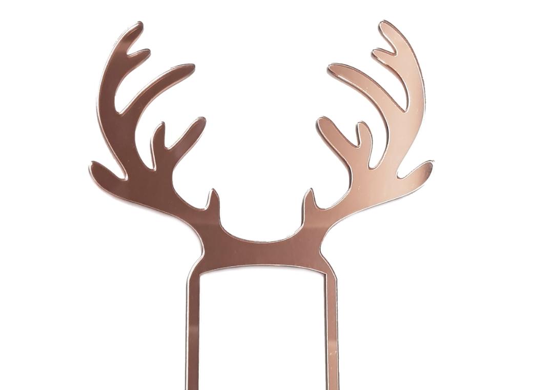 Reindeer Antlers Cake Topper - Rose Gold Mirror