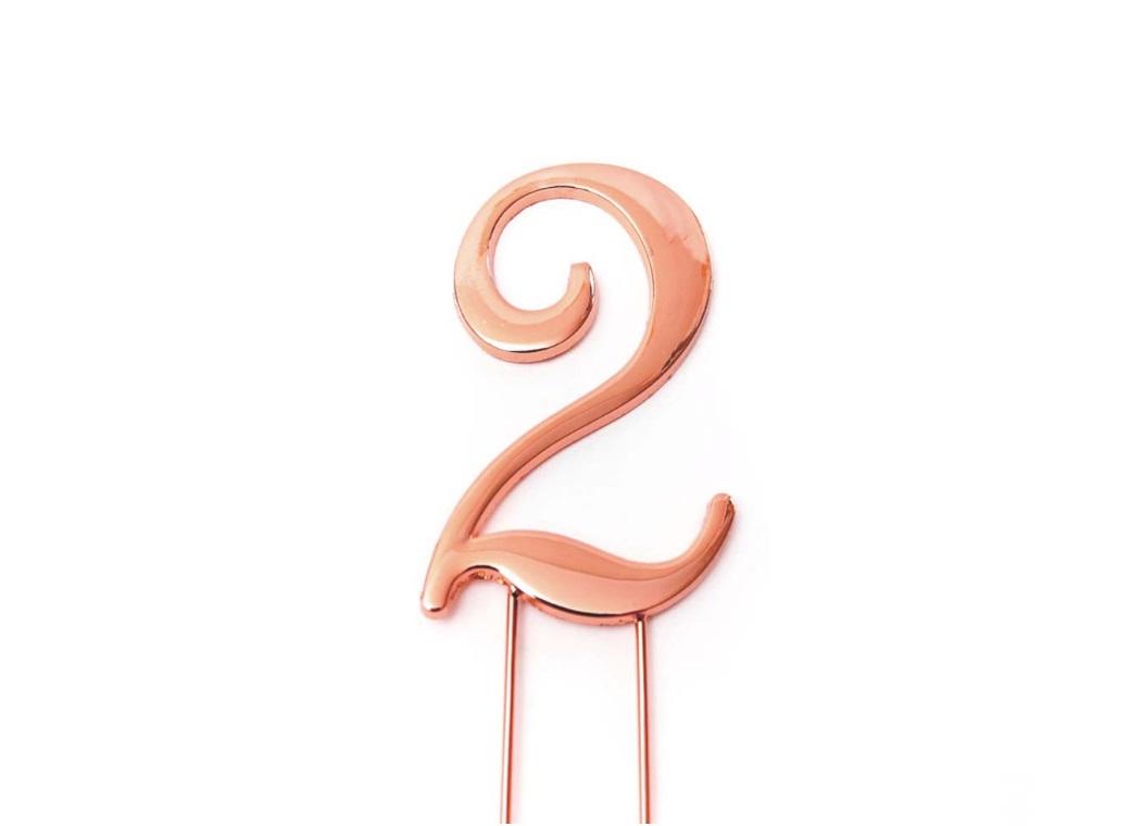 Rose Gold Cake Topper - Number 2