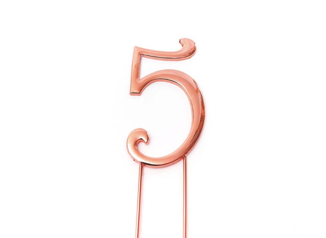 Rose Gold Cake Topper - Number 5