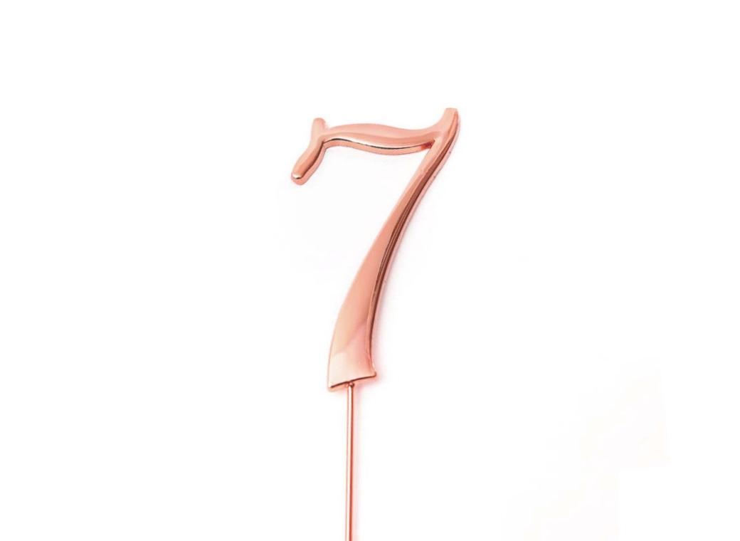 Rose Gold Cake Topper - Number 7