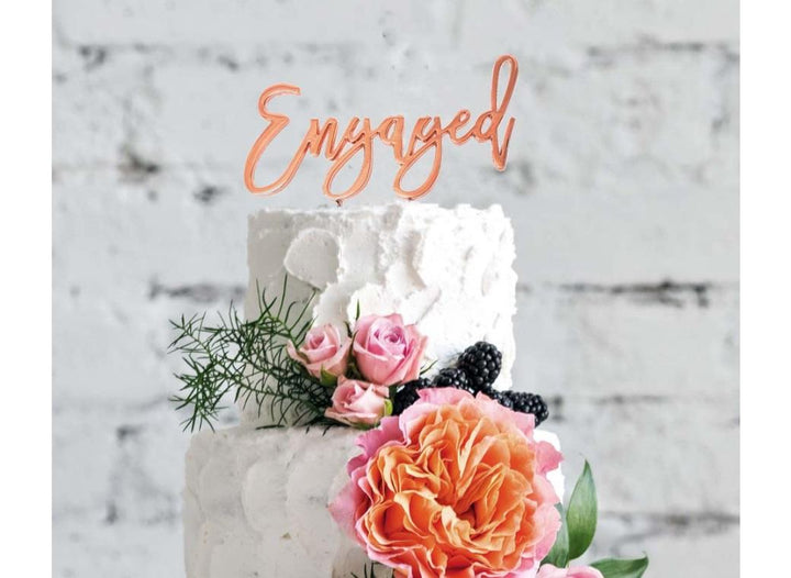 Rose Gold Plated Cake Topper - Engaged