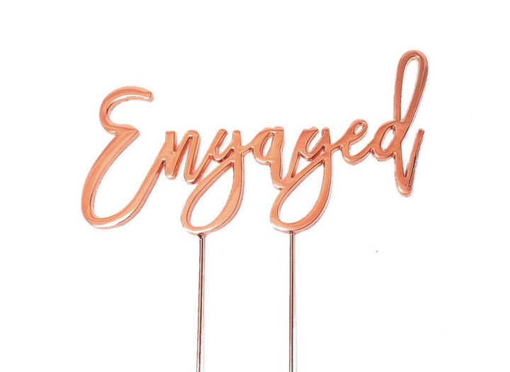 Rose Gold Plated Cake Topper - Engaged