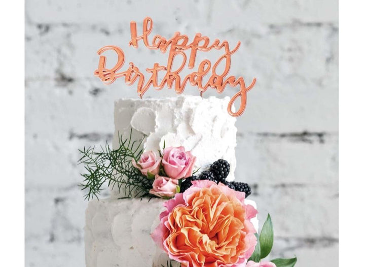 Rose Gold Plated Cake Topper - Happy Birthday