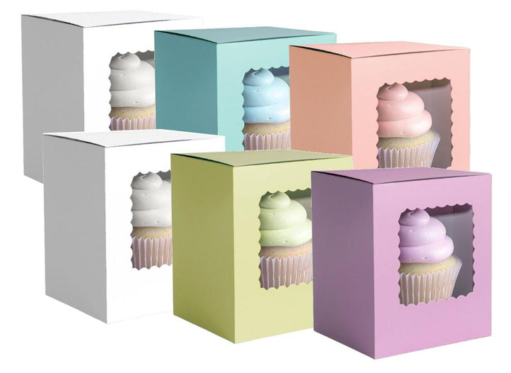 Scalloped Single Cupcake Box 6pk - Mixed