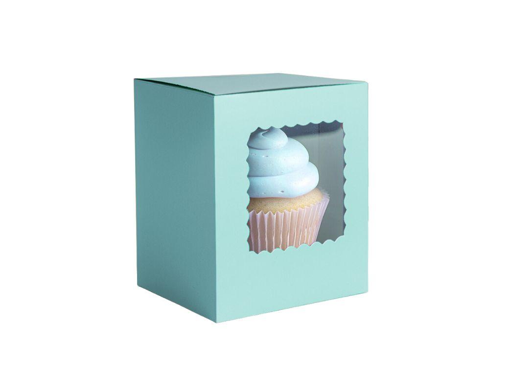 Scalloped Single Cupcake Box 6pk - Pastel Blue