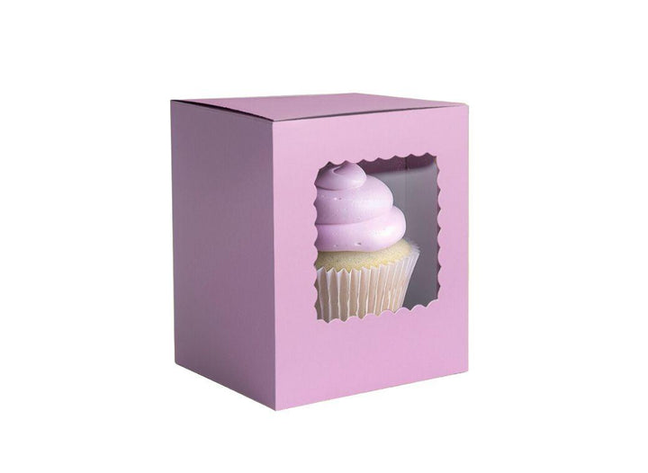 Scalloped Single Cupcake Box 6pk - Pastel Lilac