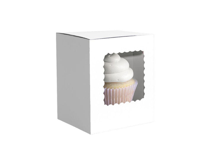 Scalloped Single Cupcake Box 6pk - White