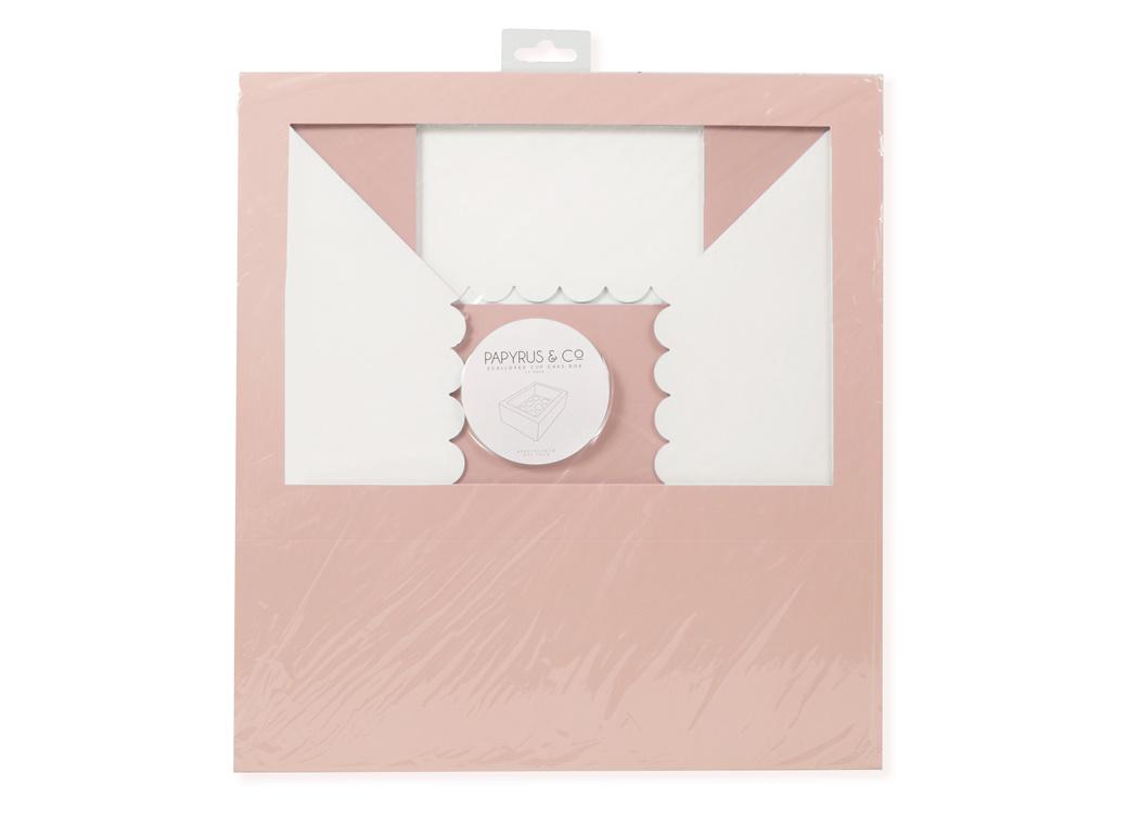 Scalloped Tall 12-Hole Cupcake Box - Pastel Pink