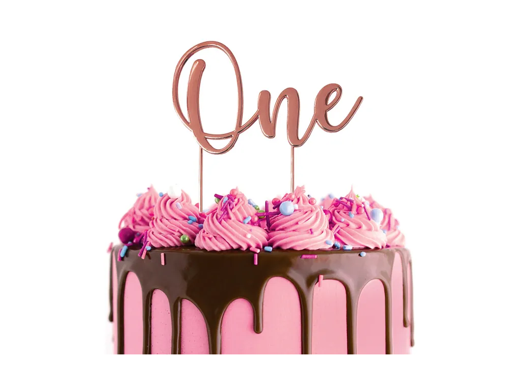 Rose Gold Metal Cake Topper - One