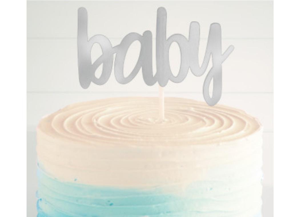 Silver Foil Cake Topper - Baby